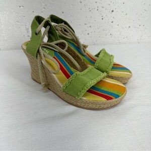 Natural Reflections Women's size 6 Lime Green Espadrille Wedge Sandals